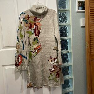 Knitted & Knotted Petals Swing Sweater Dress with bell wide sleeves